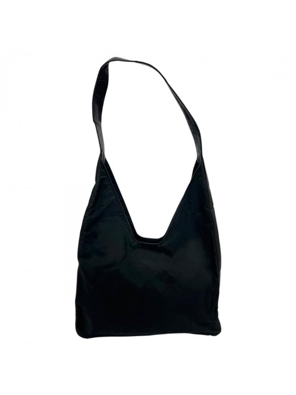 Prada Shoulder Bag Triangle Logo Nylon Black Silver